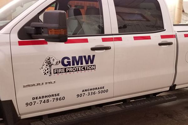 Logo & Safety Striping on GMW Truck